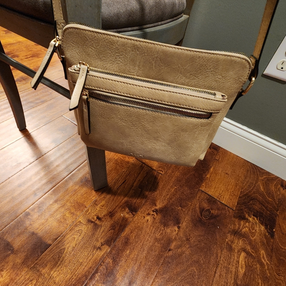 Amazon Tan/Taupe Crossbody Bag with Gold Hardware
